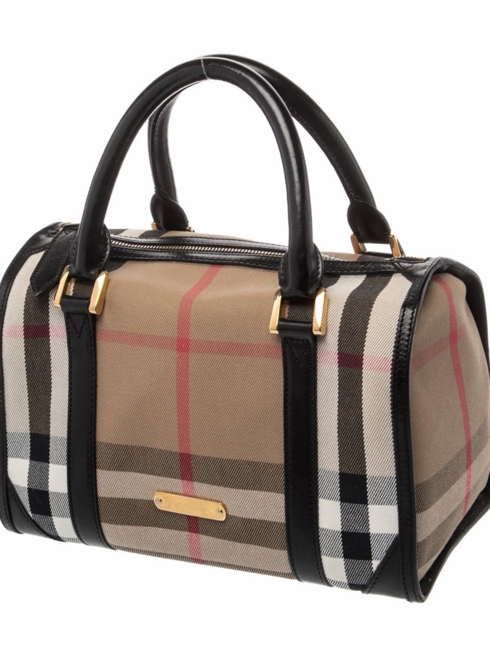 Burberry Boston haymarket canvas satchel bag